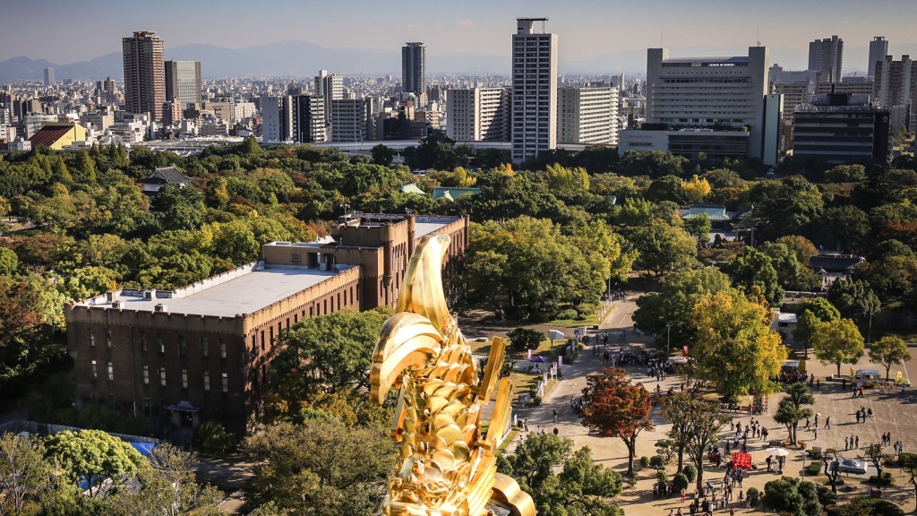 osaka japán város látkép